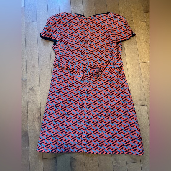 **SOLD** Versace La Greca Monogram Print Belted Wool Mini Dress, - Picture 6 of 13